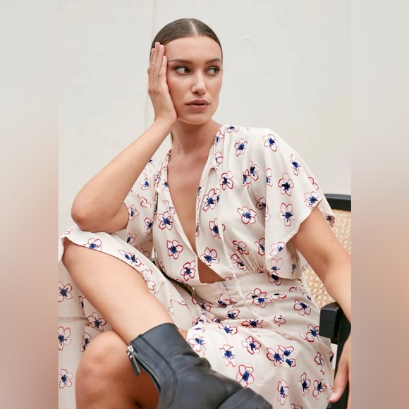 NWT Rue Stiic Greta Maxi Dress in Flowers of the Arts Print w Keyhole Bodice - Picture 11 of 12